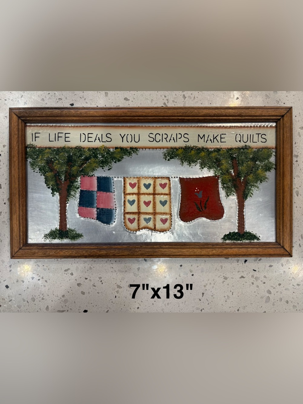 Folk Art Metal Wall Hanging Patchwork Quilts